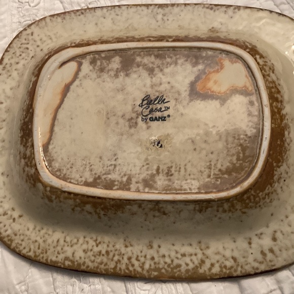 Bella Casa by Ganz ceramic neutral beige tan snowman Christmas platter. Believe - Picture 6 of 9